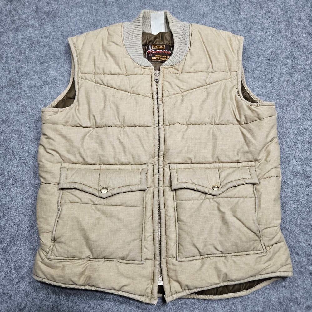 Vintage Walls Blizzard-Pruf Insulated Quilted Puffer Vest Men XL Full Zip 1980s